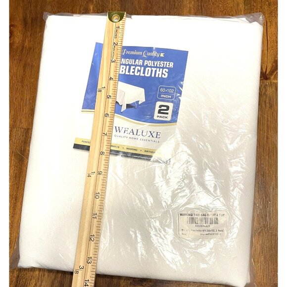 Wealuxe Tablecloths White Rectangular Polyester Tablecloths 60x102 Inches 2 Pack - Picture 8 of 10
